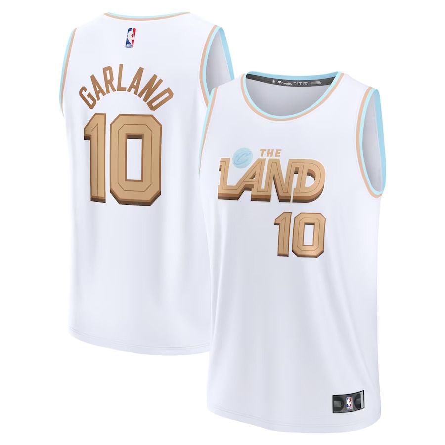 Men Cleveland Cavaliers #10 Darius Garland Fanatics Branded White City Edition 2022-23 Fastbreak Jersey->customized nba jersey->Custom Jersey